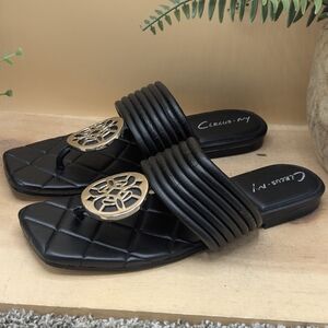 Circus By Sam Edelman Women's Size 8.5 Arden Black Thong Sandals Summer Shoes